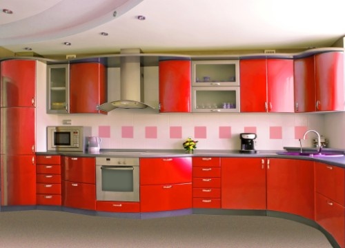 moderní červená kuchyně